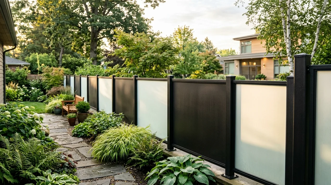 Metal and Frosted Glass Fence Panels